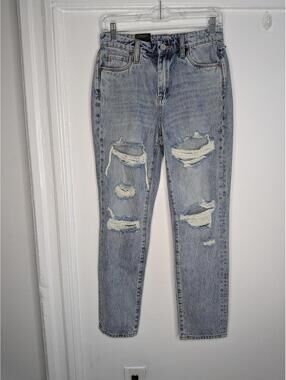 BLANKNYC The Madison Crop Jeans Womens 24 Blue High Rise Distressed Crop Denim